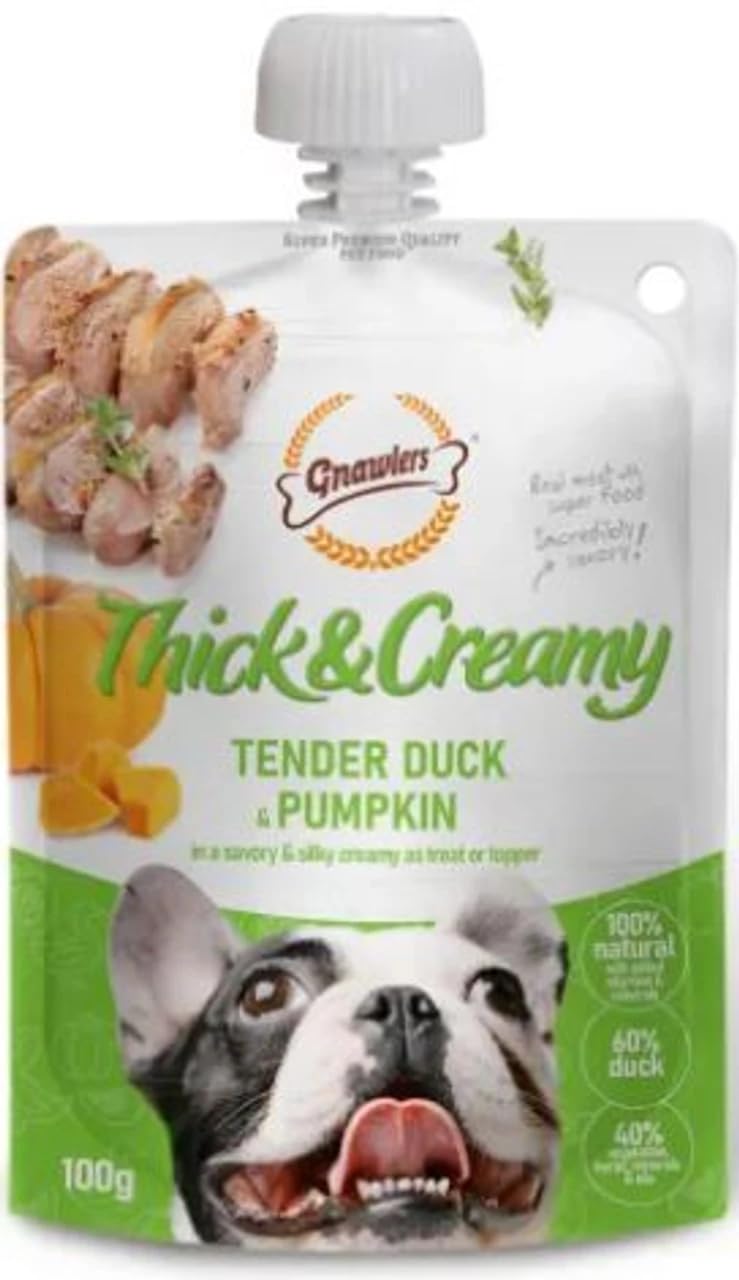 GNAWLERS Thick & Creamy Dog Treat with Tender Duck & Pumpkin, 100 GMS (PACK OF 3 )