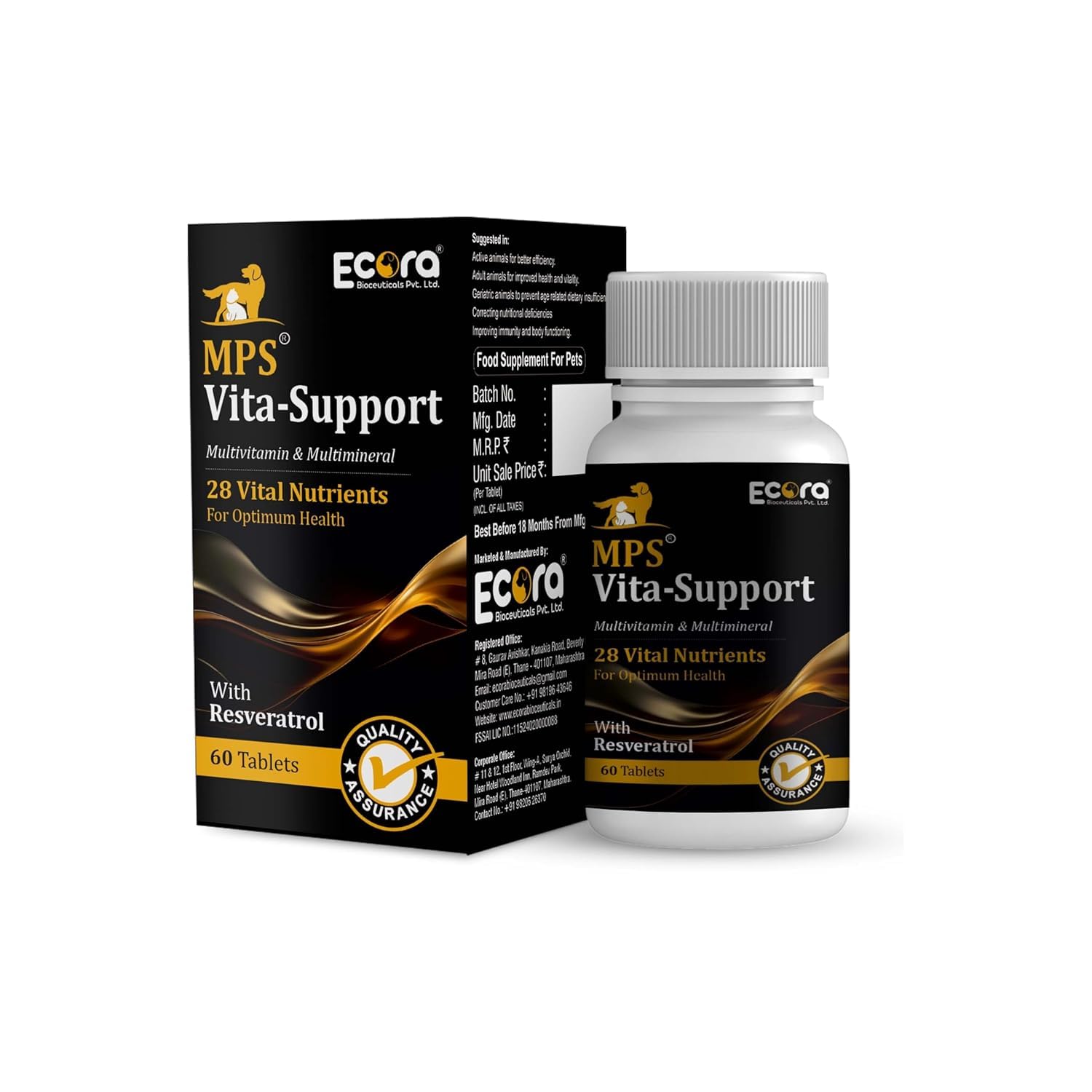 MPS Vita Support Tablets for Pets – Multivitamin & Mineral Supplement – Boosts Immunity, Energy & Overall Health – 60 Tablets